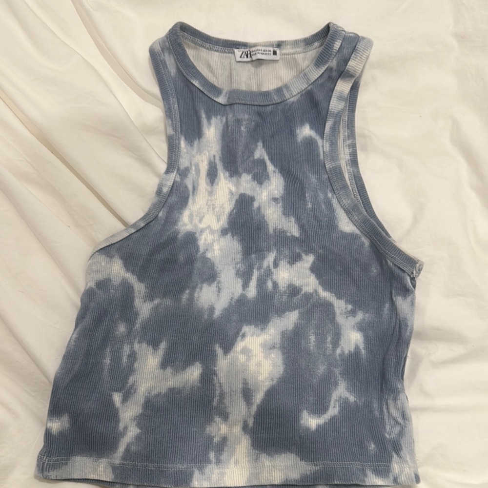 Zara Blue Tie-Dye Women's Tank Top